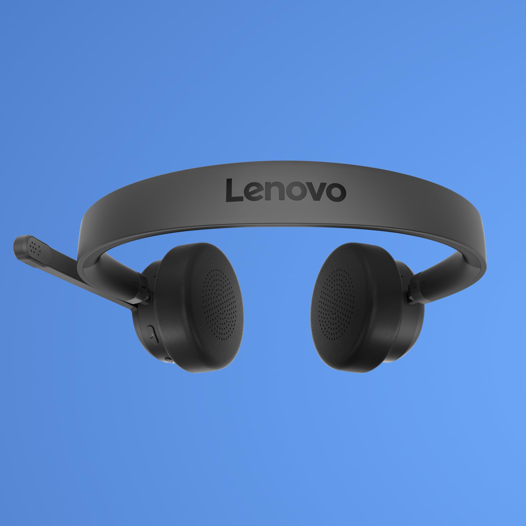 Lenovo Cuffia stereo wireless con microfono, collegamento Bluetooth, fino a 60 ore di utilizzo, ricarica con cavo Type-C, microfono con noise suppression, struttura leggera (solo 138gr)