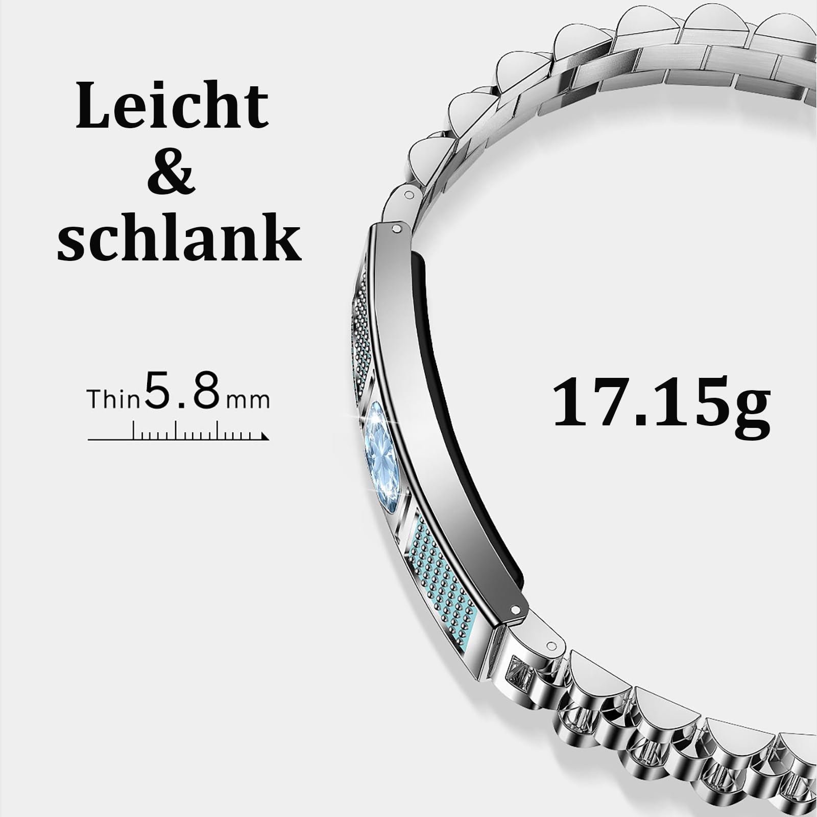 Fitness Armband Damen Elegant Smart Armkette Schmal Schrittzähler Damen Schmuck Rosegold Silber Armreif Fitness Tracker ohne App und Handy Schlaftracker Herzfrequenzmesser Fitnessarmband Kalorien