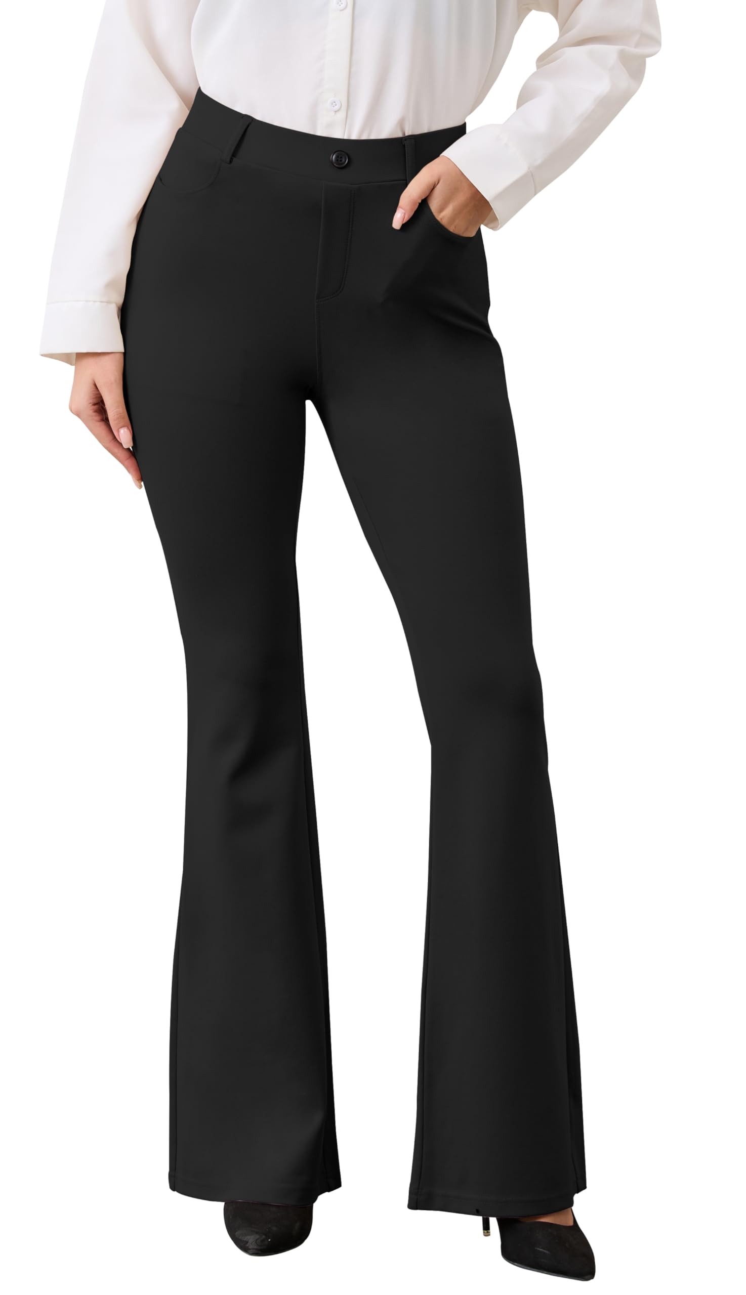 VIMPEP Women’s Classic Yoga Dress Pants High Rise Flare Soft Feeling Pull On Work Yoga Pants for Business Office Work 2102