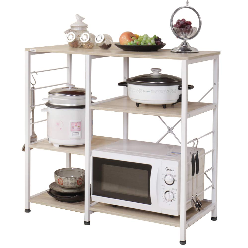 SogesGame6-Tier Kitchen Storage Shelf with Microwave Stand and Baker's Rack, Traditional Style, Maple Finish