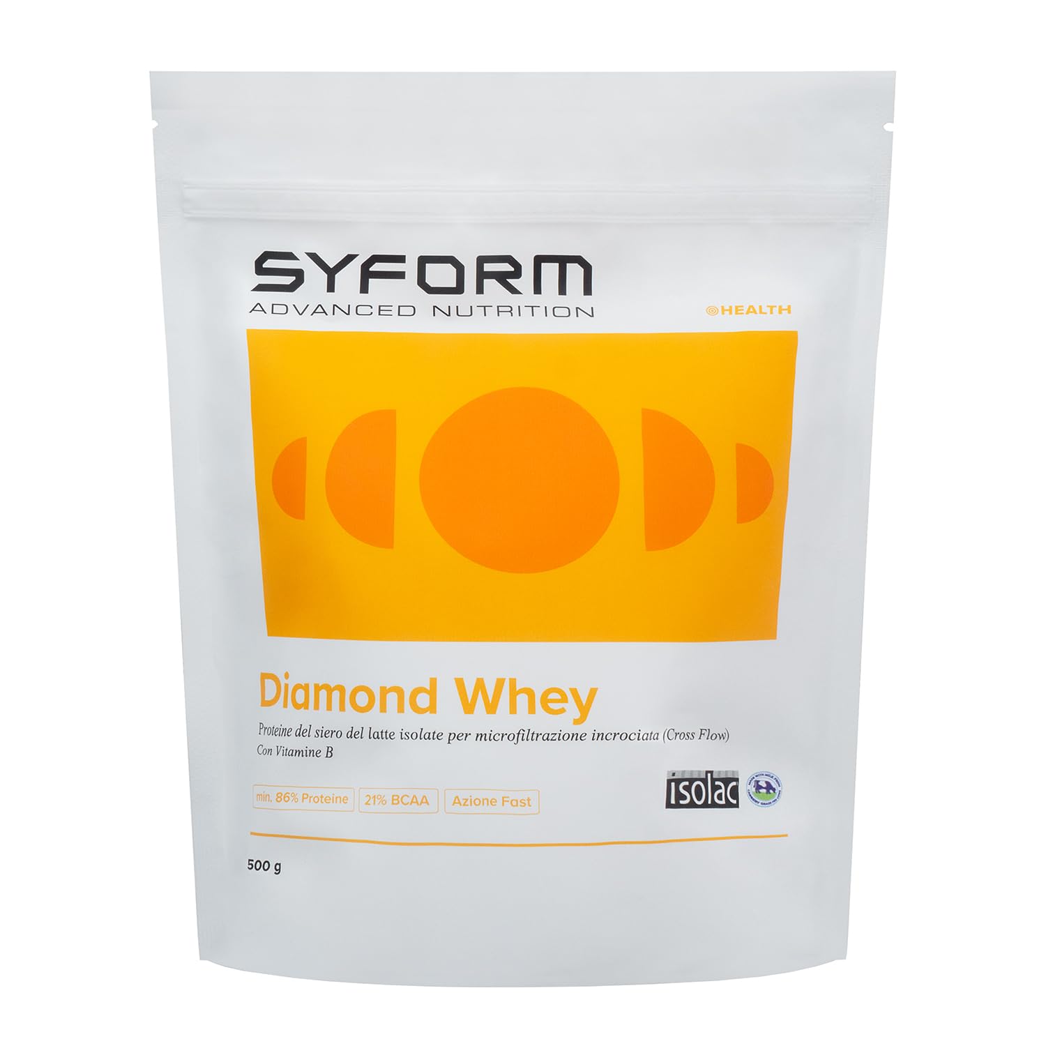 Syform Diamond Whey Integratore Sieroproteine Isolate del Latte 500g | Cacao | Integratore Alimentare Cross Flow di Proteine Whey Altamente Digeribili | Senza Glutine | Post Allenamento