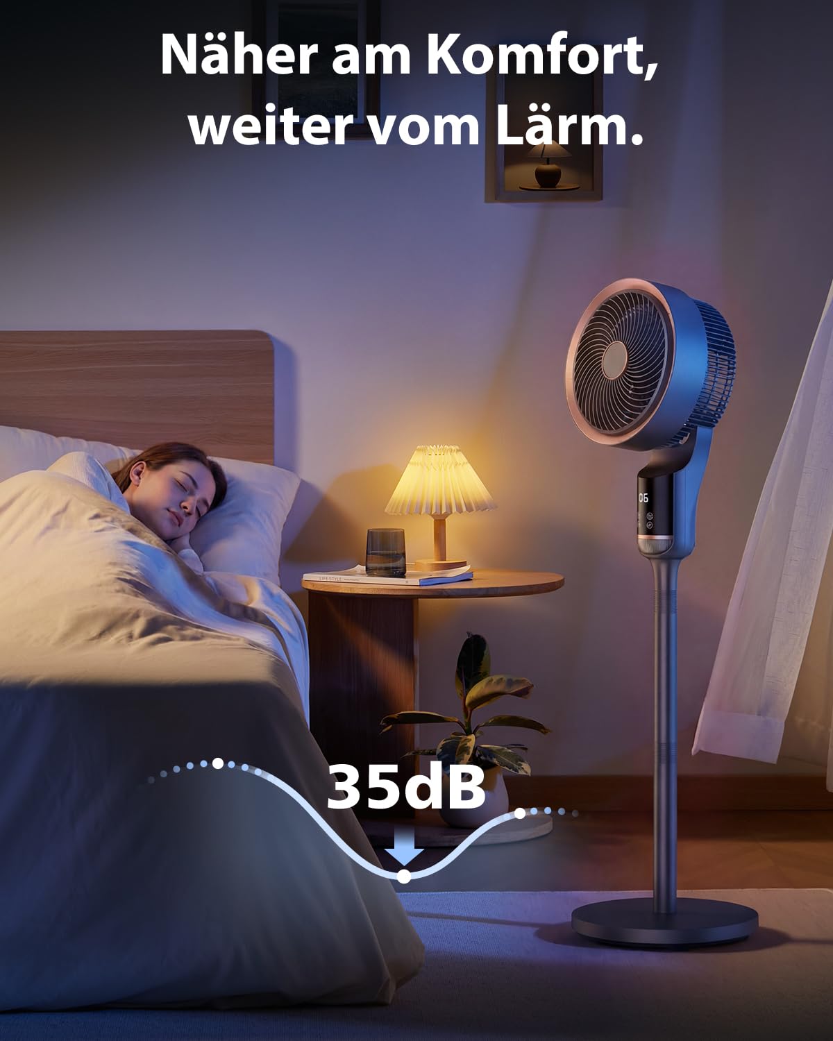 Standventilator,25 dB Ventilator leise mit Fernbedienung,12 Geschwindigkeiten,70°+90° Oszillation,12H Timer,Boden & Tischventilator mit LED-Display, Ventilator Groß für Schlafzimmer, Wohnzimmer