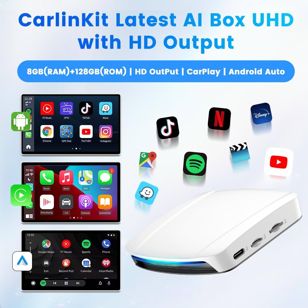 カーナビ CarlinKit Carplay Ai Box Plus 8+128GB 日本限定版 CarlinKit TBox Plus Android13.0 システム 4+64GB 8