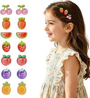 14pcs Mini Fruit Hair Clips For Women Cute Small Cherry Pineapple Strawberry Watermelon Carrot Blueberry Peach Hairpins Fun Summer Hair Accessories