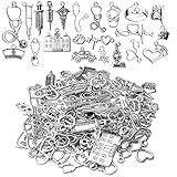 100g Crafts Supplies Antique Silver Medical Charms Alloy Hospital Charms Stethoscope Syringe Nurse Cap Hat Microscope Charm Pendants for Bracelet Necklace DIY Jewelry Making