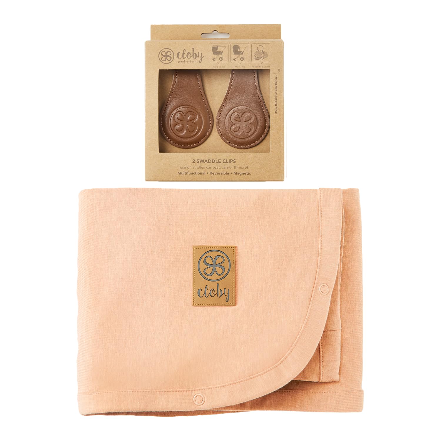cloby sonnensegel CBY-SET-PS-BR Set UV-Schutz-Decke Peachy Summer und magnetische Clips braun Baby Farbe:Grau / Dunkelgrau Bügelschloss am Rennrad befestigen 364940