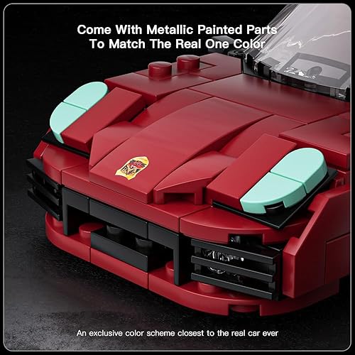 Miniatura 5 de Mould King Speed Champions Porsche 911 Targa 4S Super Car Building Sets con vitrina acrílica, juguetes de construcción coleccionables, kit de