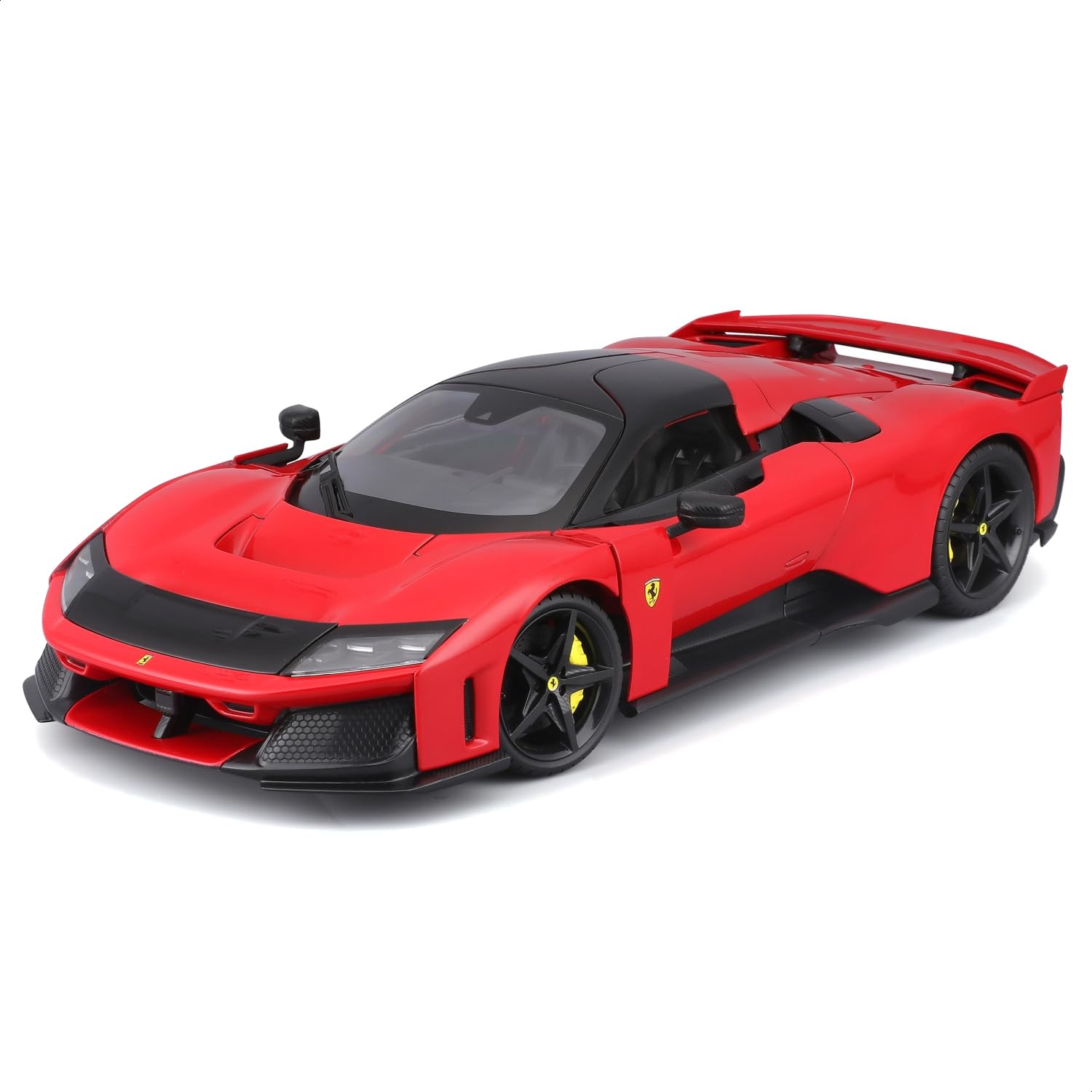 Bburago - Ferrari F80 a Escala 1:18, Coche de fundición a presión en el icónico Rojo Ferrari, réplica Detallada con Puertas y Maletero Que se abren, Licencia Oficial de Ferrari, 3+