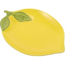 Ciieeo Lemon Shaped Ceramic Plate 9.84 Inch Fruit Dish for Salad Dessert Snacks Food Serving Kitchen Dining