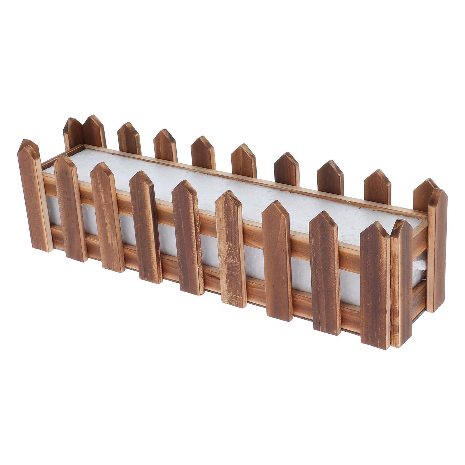 SHINEOFI Wooden Fence Flowerpot with Foam Insert Coffee Wood Planter Box