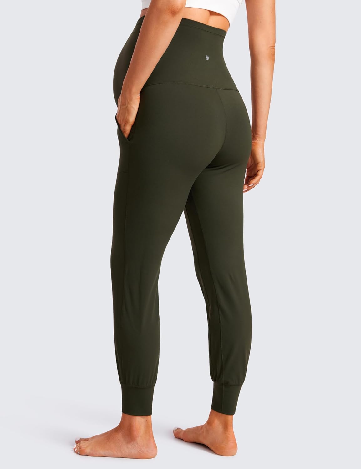 CRZ YOGA Butterluxe Maternity Joggers Pockets 27" - Workout Active Yoga Pregnancy Womens Pants Over The Belly Soft - Image 2