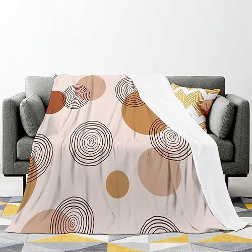 Miniatura 2 de WHYATT Cobijas para Invierno Modern Geometric Circles Creative Comfy Bed Accessories Camping Travel Picnic 40inch X 50inch