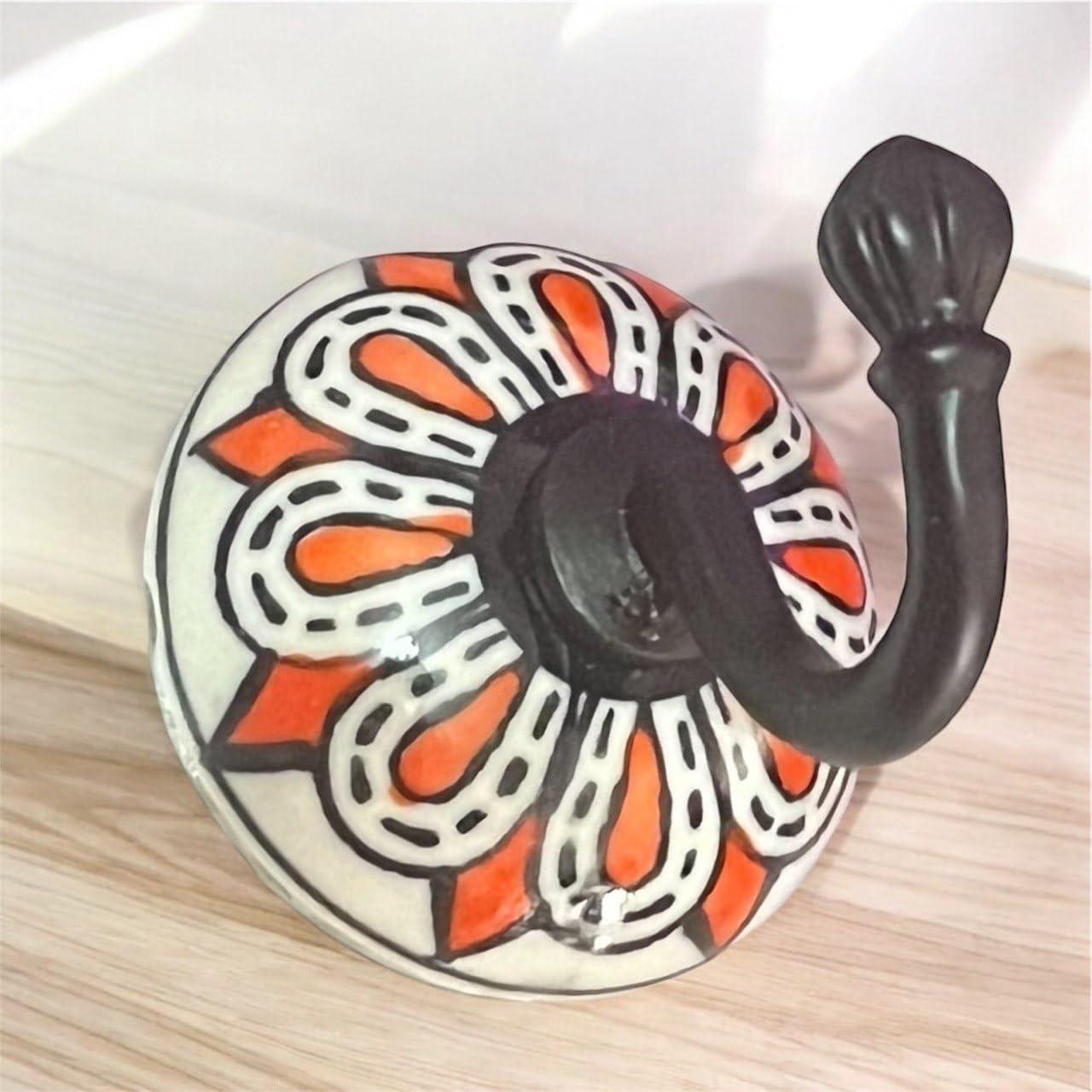 Handmade Ceramic Wall Hooks - Orange Pack of 2 -1