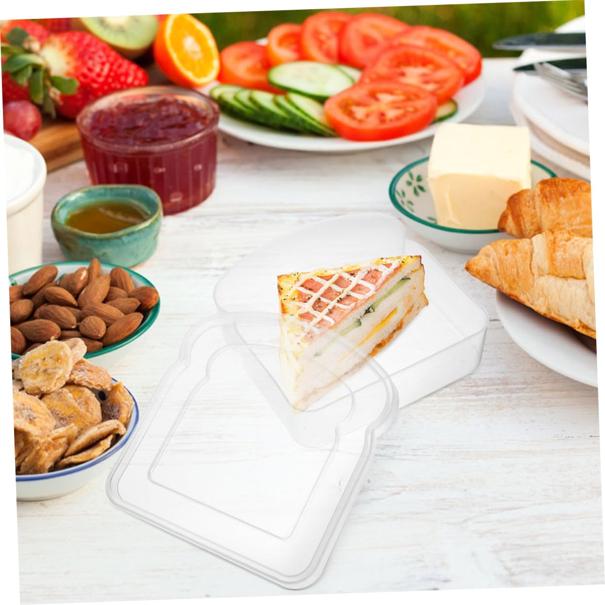 IMIKEYA 10pezzi Scatola Per Pane Riutilizzabile Contenitore Trasparente Per Sandwich e Snack Compatte Per Frigorifero e Conservazione Cibo