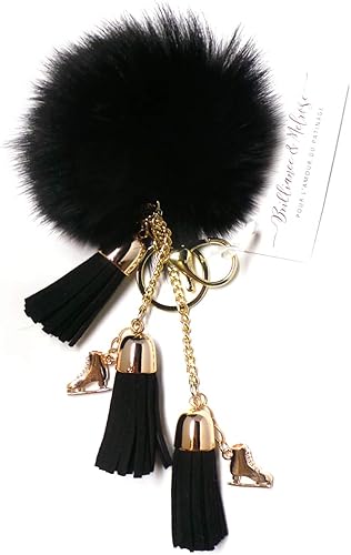 Brilliance & Melrose Ice Skating Jewelry Llavero esponjoso y negro