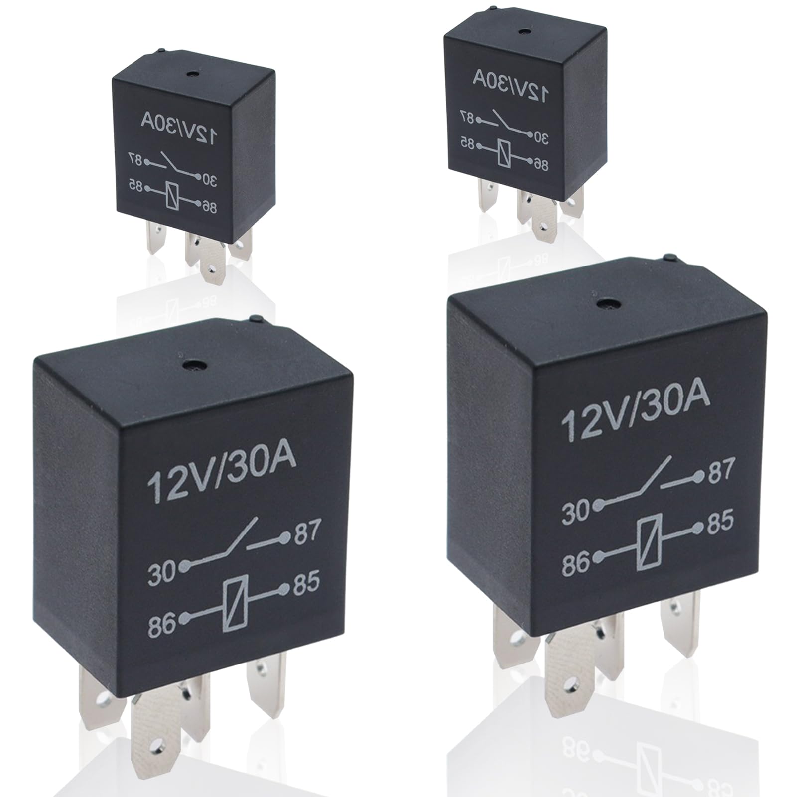 4 Pcs Car Waterproof Stable Relay,4-Pin Relay,12v 30a Relay, Auto Relay Switch, Universal for Car Motor Replacement Accessories, Suitability for Most Models (Black)