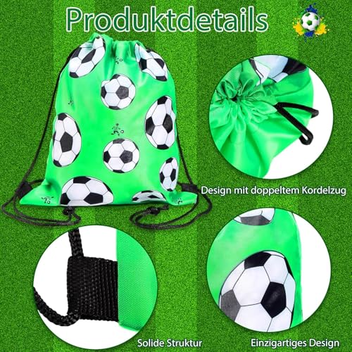 Cptoion 16 Stück Fußball Kordelzug, 30 x 25 cm Sport Party Kordelzug Beutel, Fußball Taschen Kordelzugs, Sport Kordelzugs Rucksack für Kinder Kindergeburtstag Party Supplies, 4 Style