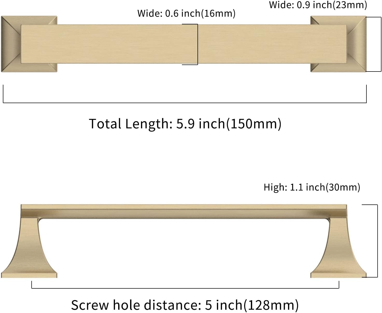 9BUILD 10 Pack 5 Inch Cabinet Handles Brushed Gold Cabinet Pulls Kitchen Handles for Cabinets Gold Handles for Cabinets Dresser Pulls Gold Kitchen Handles Brass Cabinet Handles