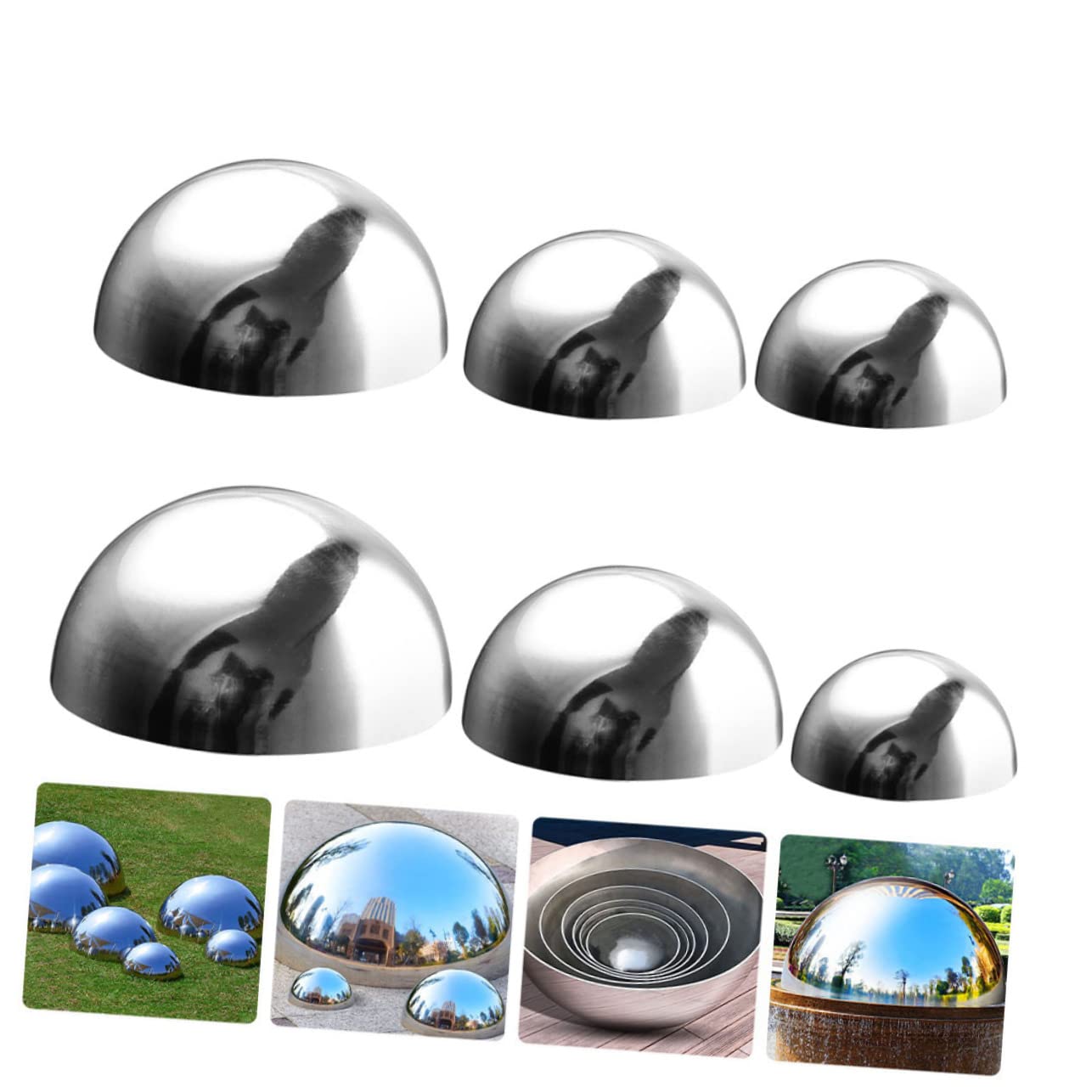 ORFOFE Bola Esférica de Jardín 6 Piezas de Acero Inoxidable Plateado