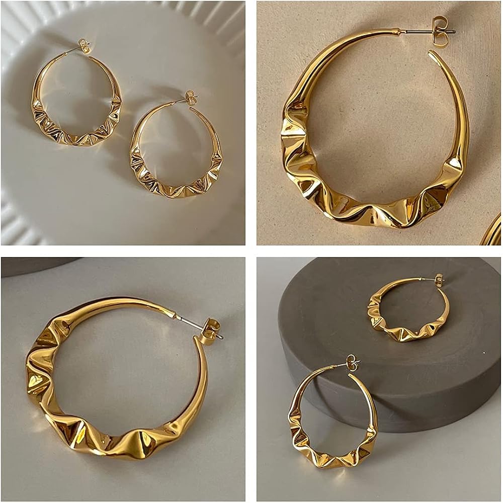 Amazon.com: Generic Irregular Hoop Earrings For Women Gold Color
