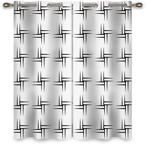 Pastel Black Out CurtinsBedroom 2 Panels Geometry Lattice Line Modern Drapes Elegant Cortinas Blackout W 85 X H 85 Inches