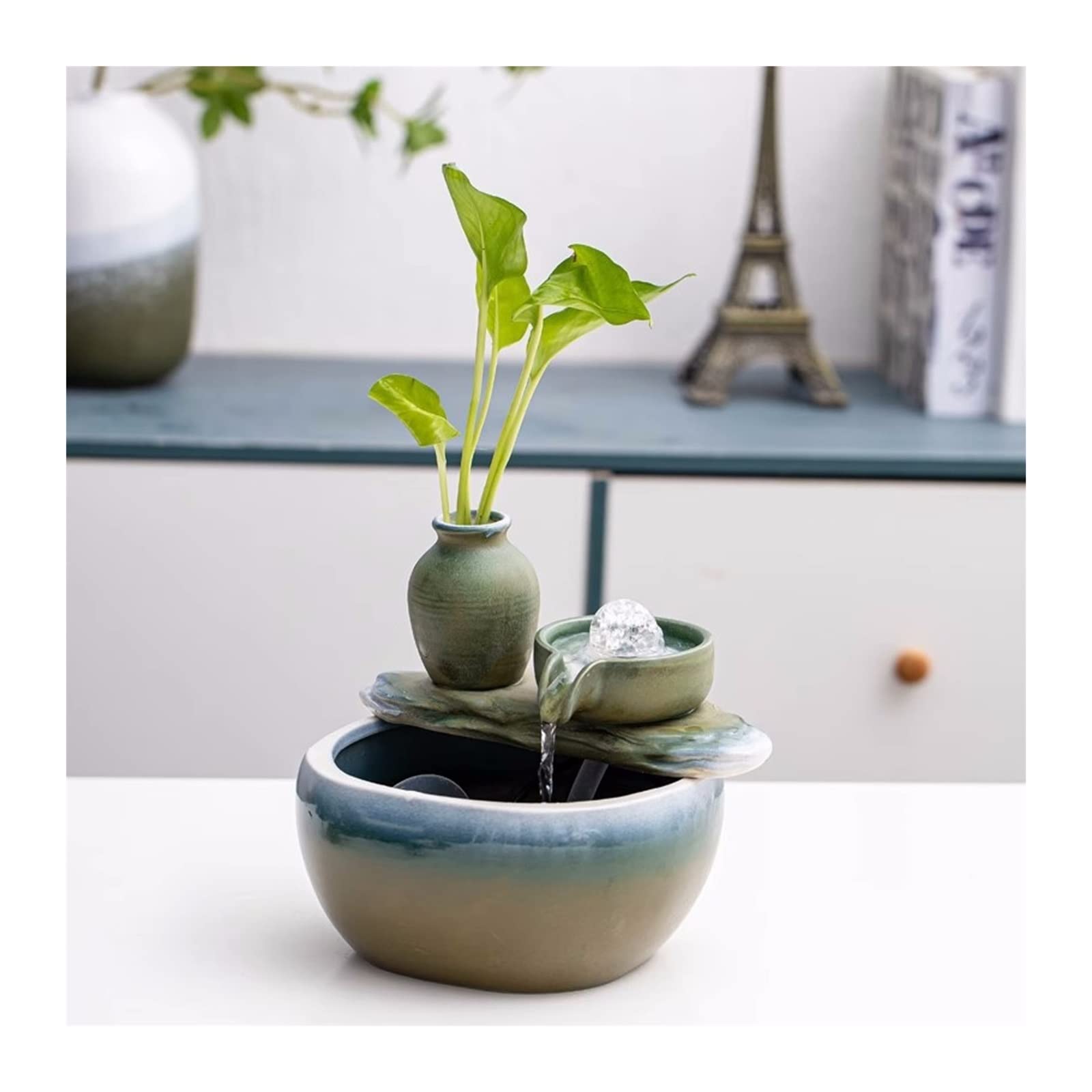 Fontana da interni Feng Shui Fontana da Tavolo in Ceramica Fontana in Vaso in Ceramica Ornamenti Acqua Circolante Piccola Fontana for Acquario for Interni e Decorazioni for la Casa Tavolo Scrivania Uf