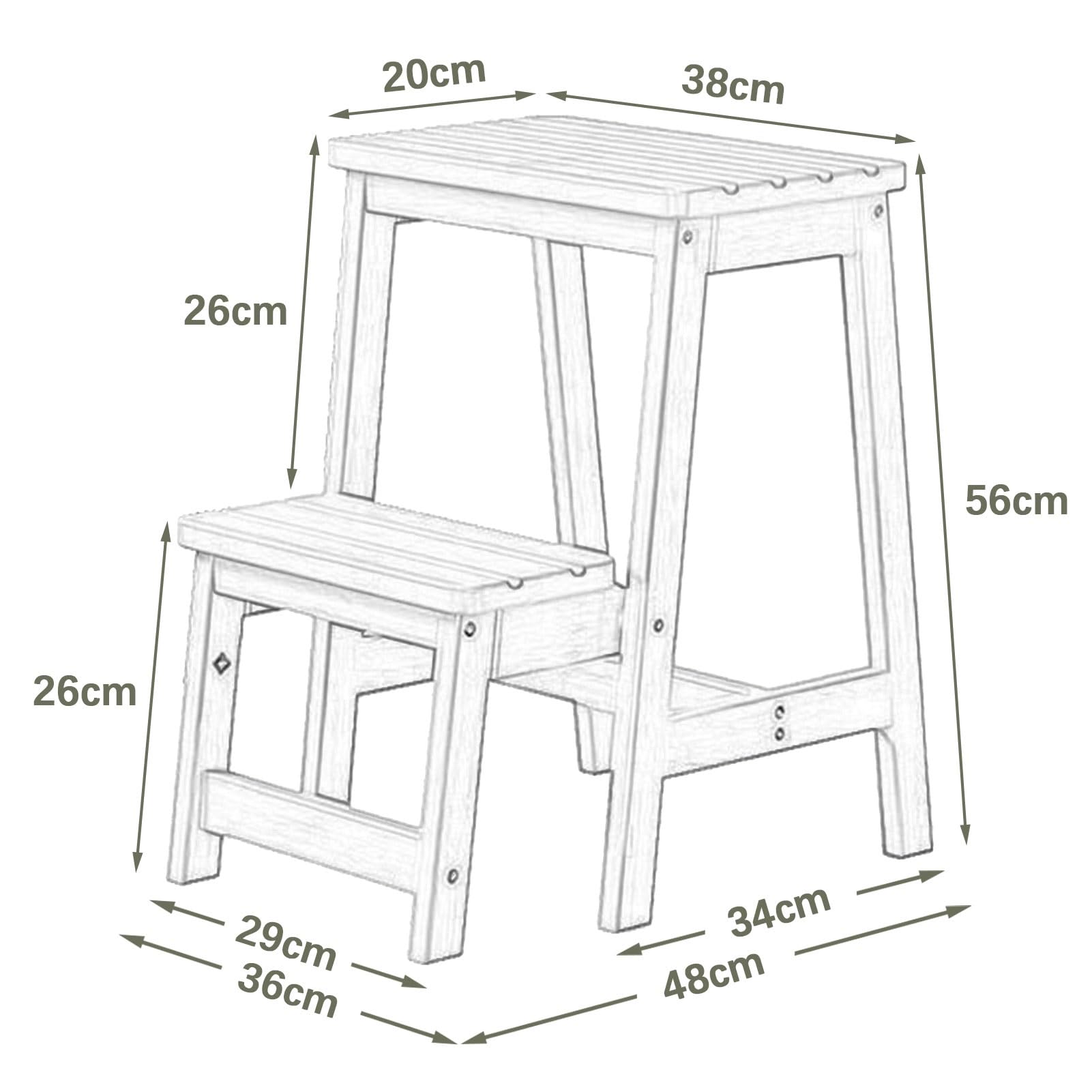 Weißer 2-Stufen-Hocker, zusammenklappbarer Leiterhocker, Kleiner Fußhocker für Zuhause, Bibliothek, Küche, leichte Kletter-Trittleiter Sicherheit, rutschfeste Trittfläche – 150 kg Kapazität