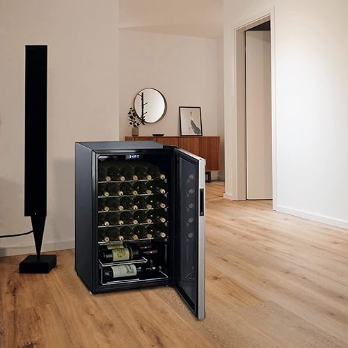 Miniatura 7 de Smad Refrigerador de vino refrigerador de 33 botellas refrigerador de vino independiente de 19 pulgadas con pantalla digital de temperatura y puerta