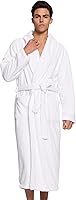 PJGGZ Men's Shawl Collar Towel Bathrobe - Super Absorbent Quick-Dry Soft Fleece Robe for Warm Post-Shower Comfort