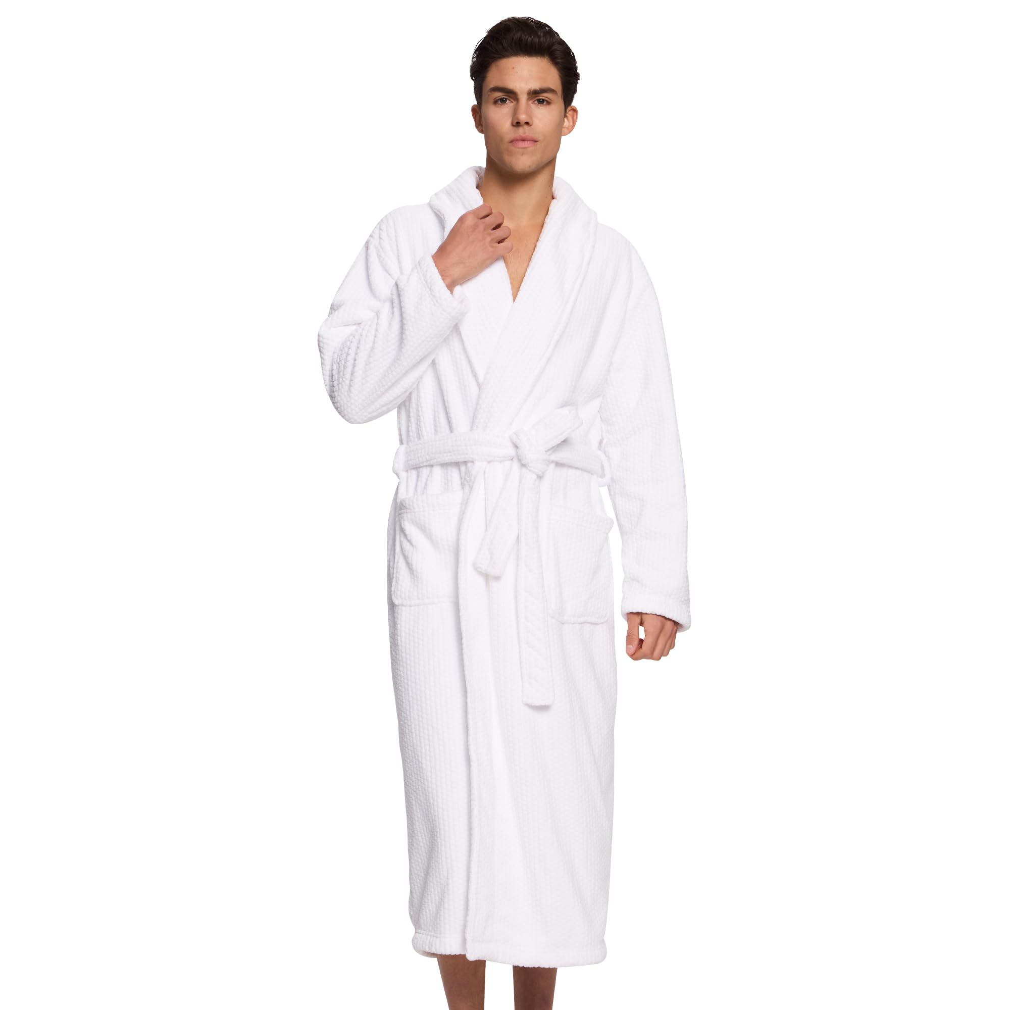 PJGGZ Men's Shawl Collar Bathrobe, Soft Long Towel Robe for Men - Super Absorbent Quick Dry yet Warm
