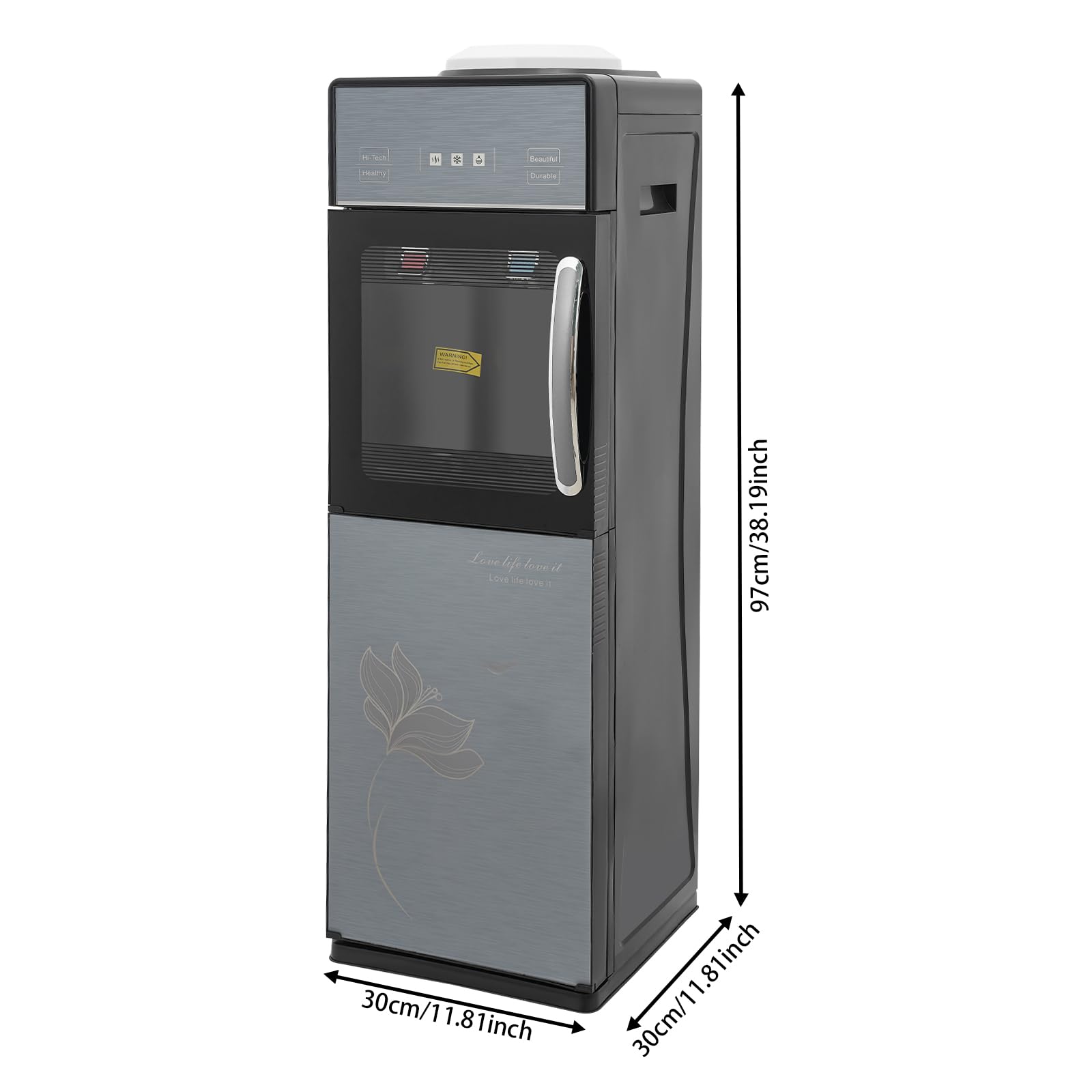 Fontaine à Eau Chaude et Froide 3 Températures, Distributeur d'eau par Bonbonne 5Gal, Puissance 500W/90W, avec Compartiment de Rangement, pour Maison et Bureau, Gris