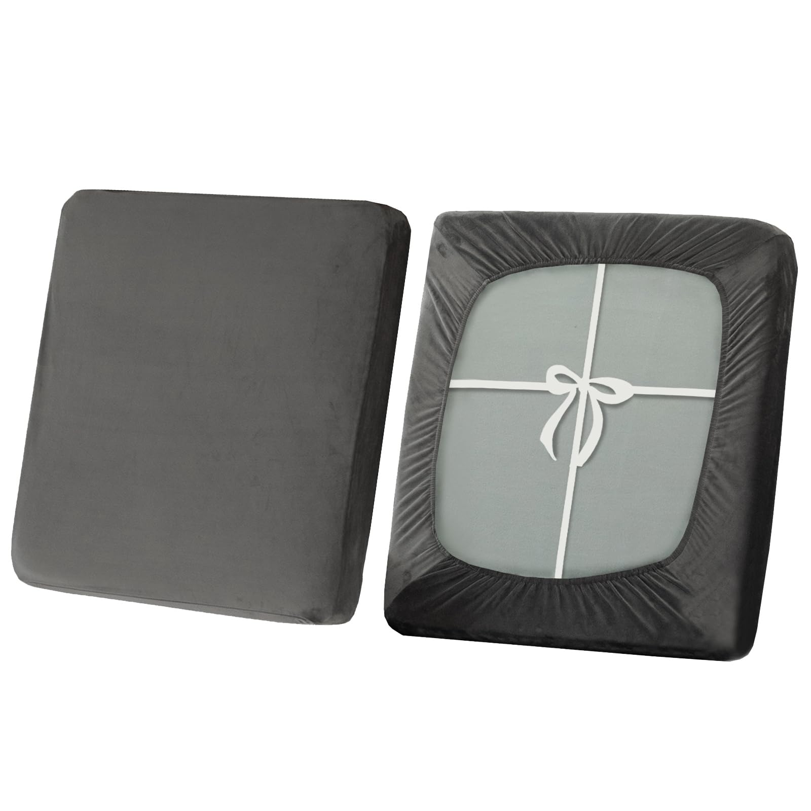 SYLC Stretch Sofa Seat Cushion Covers, Non-slip Sofa Cushion Cover with Ties and Elastic Bands, Velvet Couch Cushion Covers Replacement (Gray,Large 1-Seater) โ image 1