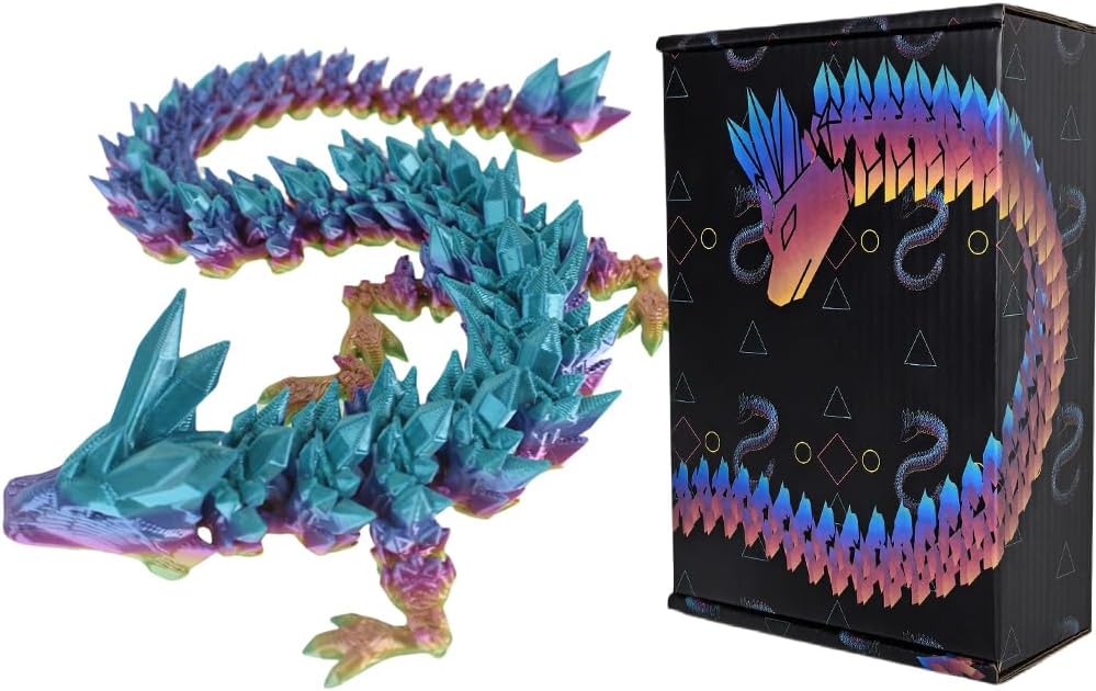 3D Printed 12inch Crystal Dragon Christmas Fidget Toy Gifts for Adults Easter Basket Stuffers๏ผ12" Crystal Dragon๏ผ