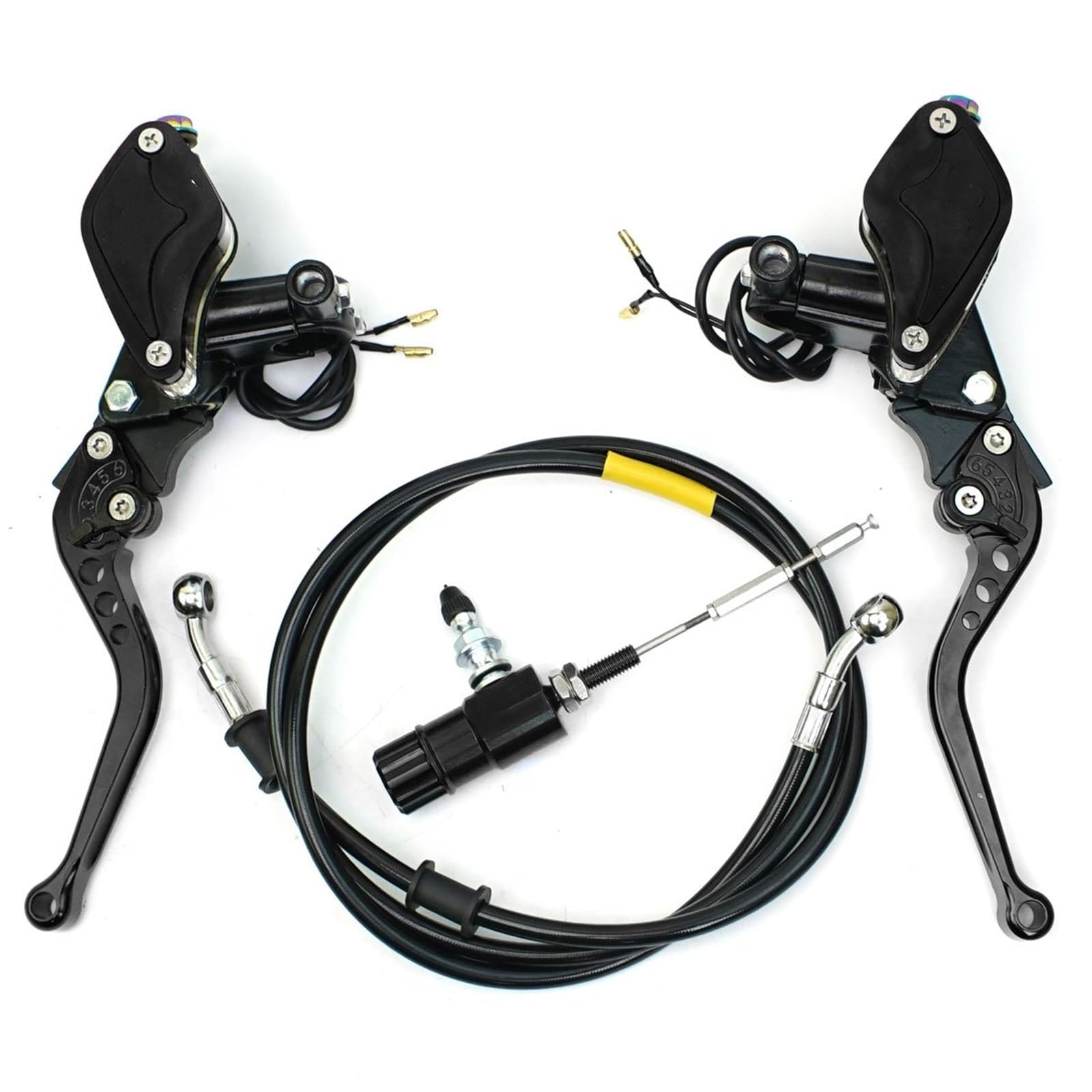 TINGYUS Motorbike Brake Lever 22mm Motorcycle Hydraulic Clutch Kit Brake Master Cylinder Dirt Bike Sport Scooter(FY Black)