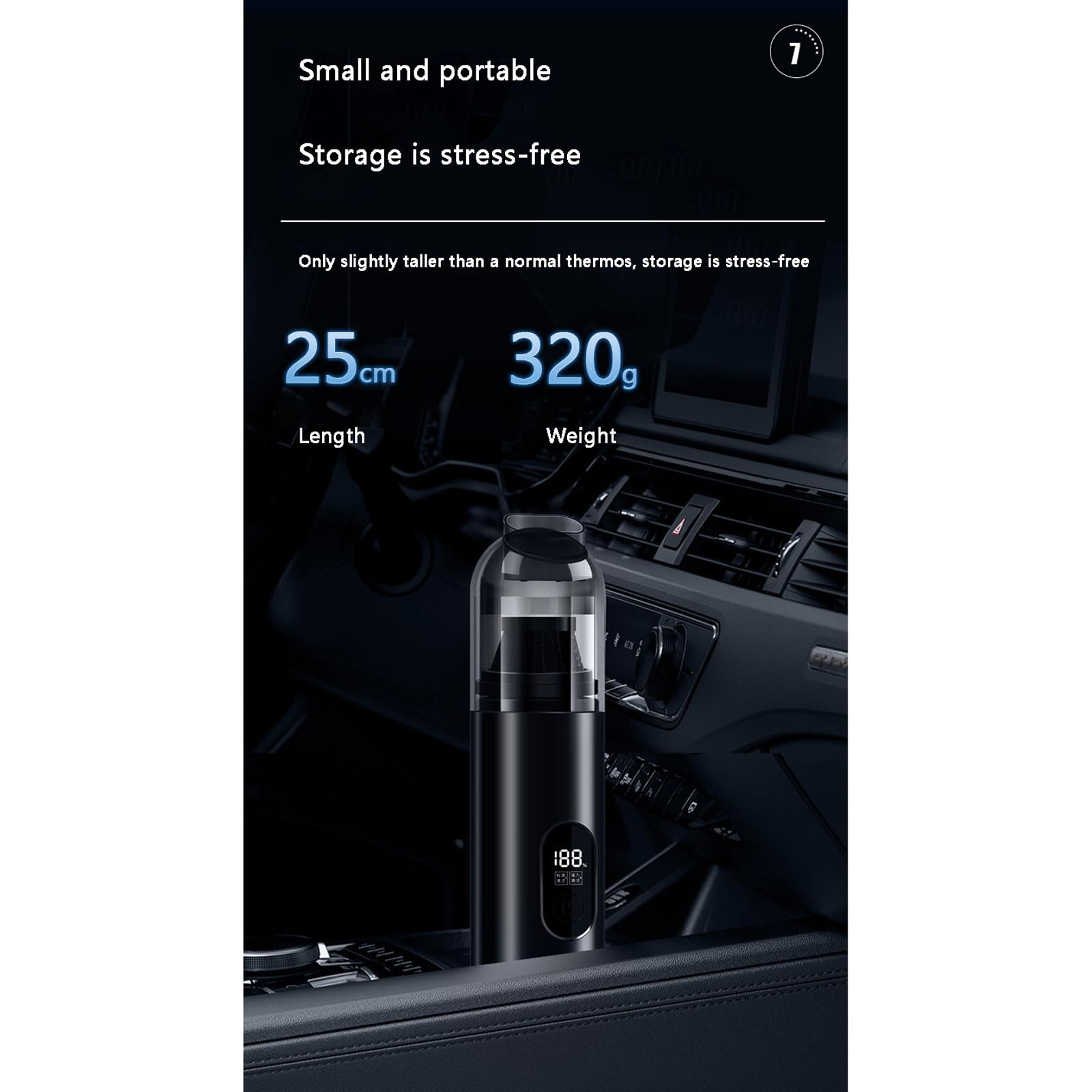 aspiradora para Coche, Mini aspiradora portátil Recargable, 2 Niveles Ajustables