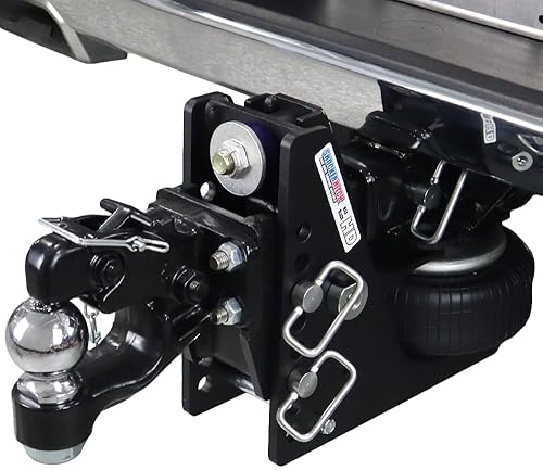 Shocker Max Black HD Air Pintle & Ball Combo Enganche, se adapta a enganche de 2 pulgadas, tiene bola de 2-516 pulgadas