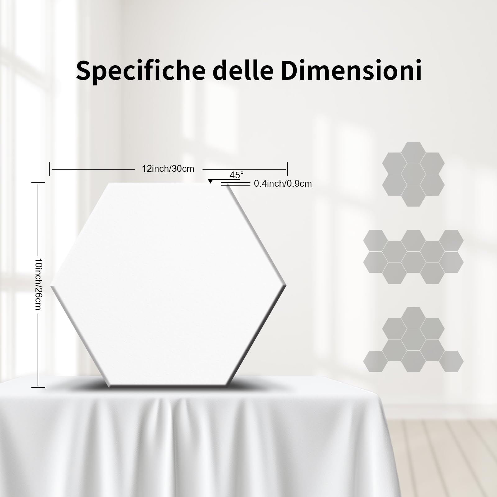 24 pezzi Pannello Fonoassorbente Autoadesivi, Esagonali Pannelli Fonoisolanti, Insonorizzazione Stanza, Copertura 1.4㎡,Efficace Alta Densità 230kg/m³ NRC 0.95 per Pareti e Porte, Sala Giochi