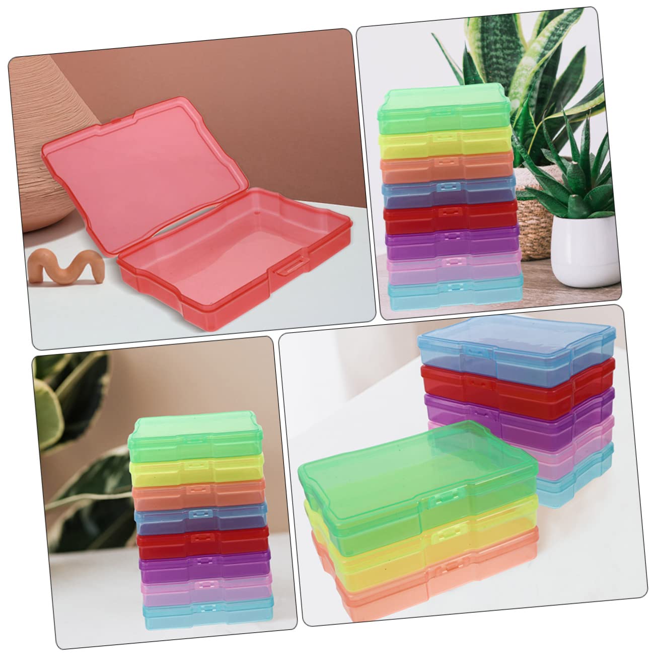 Housoutil Boîtes de Rangement en Plastique Amovibles Lot de 10 Couleur Aléatoire Design Simple et Généreux pour Photos et Cartes Postales pour Bureau ou Étagère