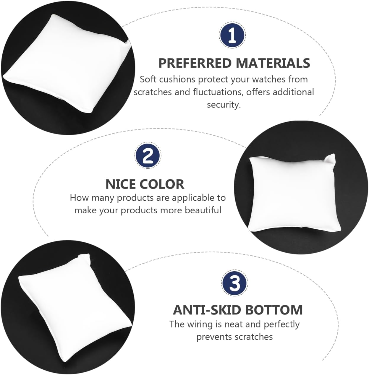 Watch Pillow - 10 Pcs Small Bracelet Pillow Jewelry Display Pillow PU Leather Bracelet Watch Pillow Holder Watch Cushion Pillows for Watch Bracelet Jewelry Display (White) - Image 4