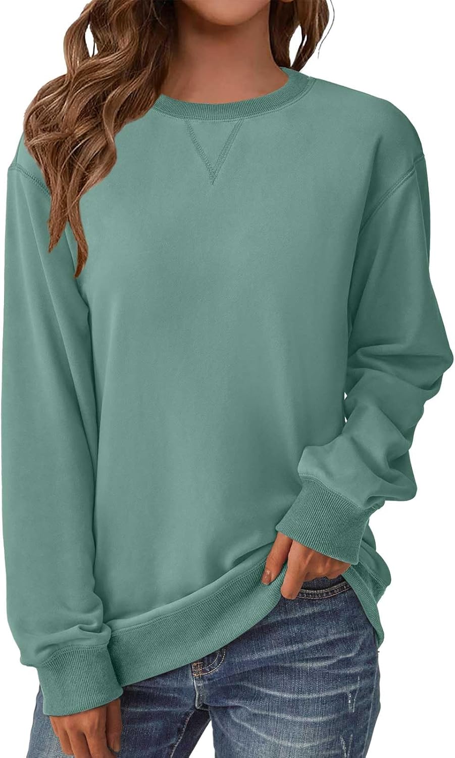 GKBK Womens Long Sleeve Sweatshirt Casual Crew Neck T Shirt Cute Pullover Tops Lightweight Loose Fit Sweater 2025 Fall Outfit