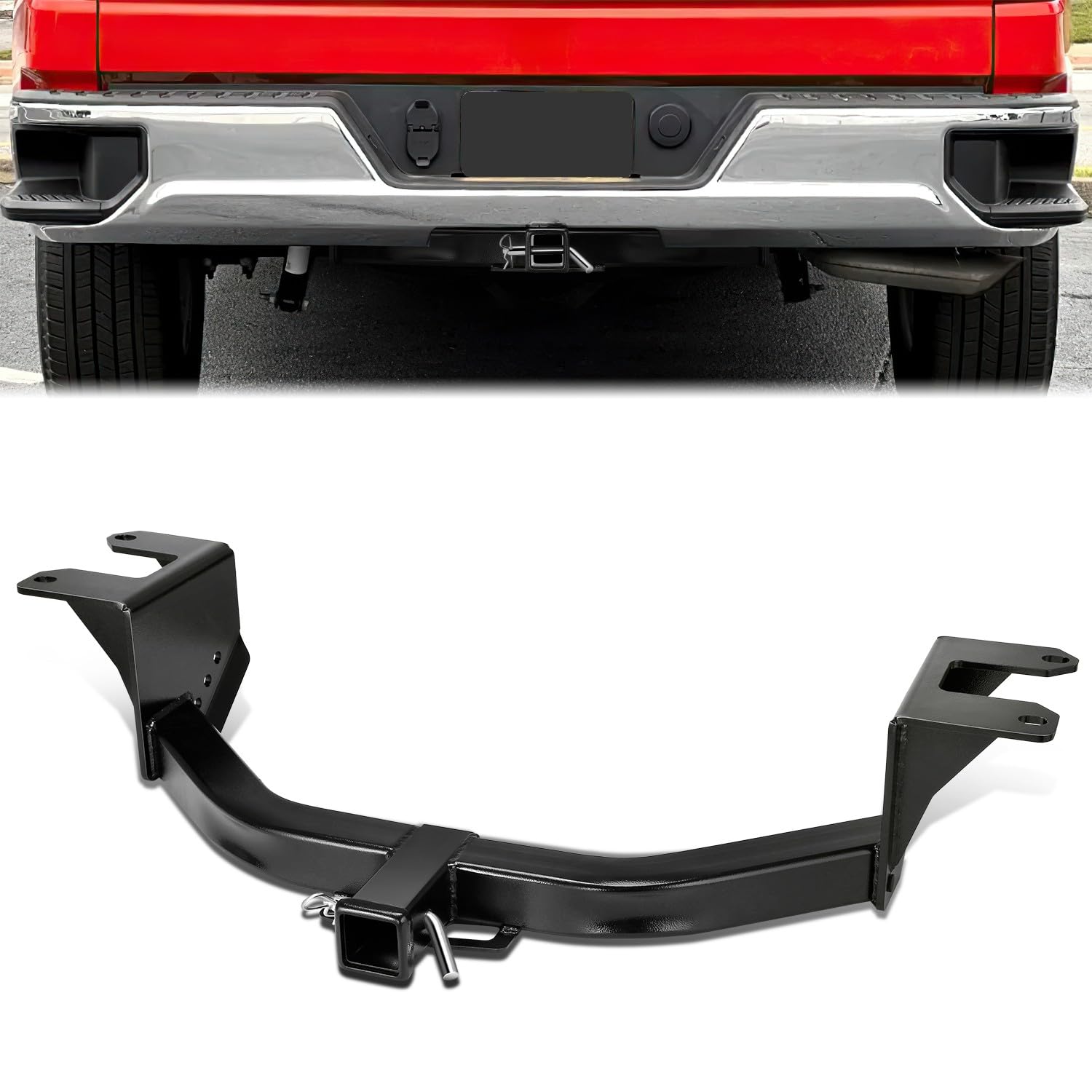 Class 3 Trailer Hitch 2 Inch Receiver Compatible with 2019-2024 Chevy Silverado, GMC Sierra 1500 6000 LBS Toring Capacity Powdercoated Carbon Steel