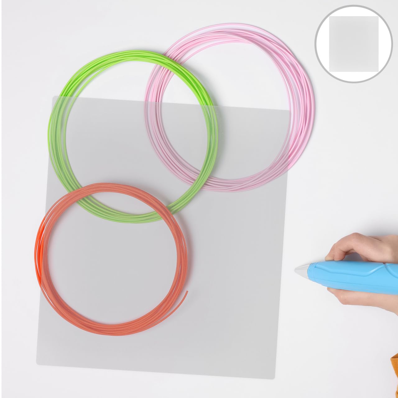 Angoily 10 tappetini per penna 3D trasparenti in PVC, per bricolage, portatili, adatti per diversi pennarelli a pressione 3D, tappetino da schizzo riutilizzabile