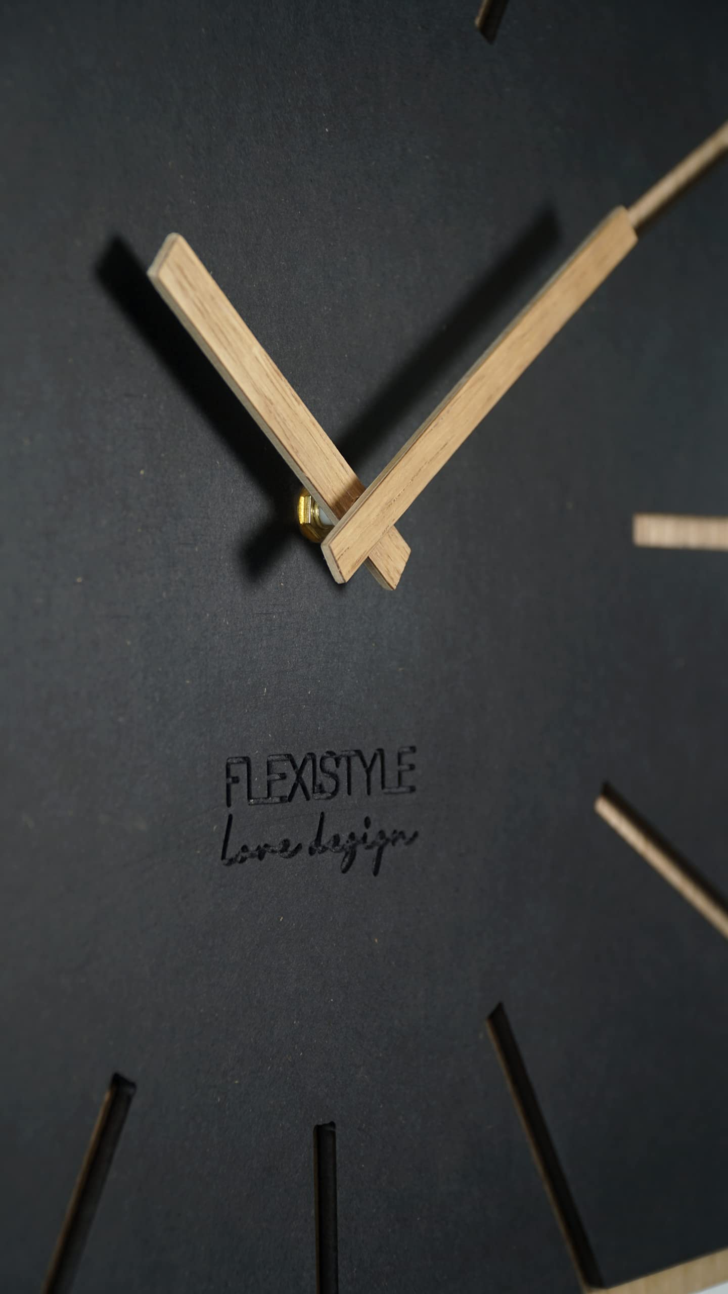FLEXISTYLE Orologio da parete moderno quadrato in legno Exact ECO, silenzioso, soggiorno, camera da letto, prodotto in UE (nero, 40 cm)