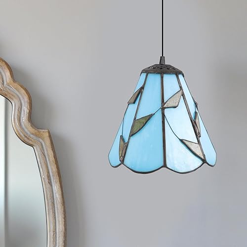 Miniatura 6 de OSALADI Pantallas de cristal estilo pequeña pantalla de vidrio con ventilador de vitral, pantalla colgante, pantalla de lámpara de araña de repuesto