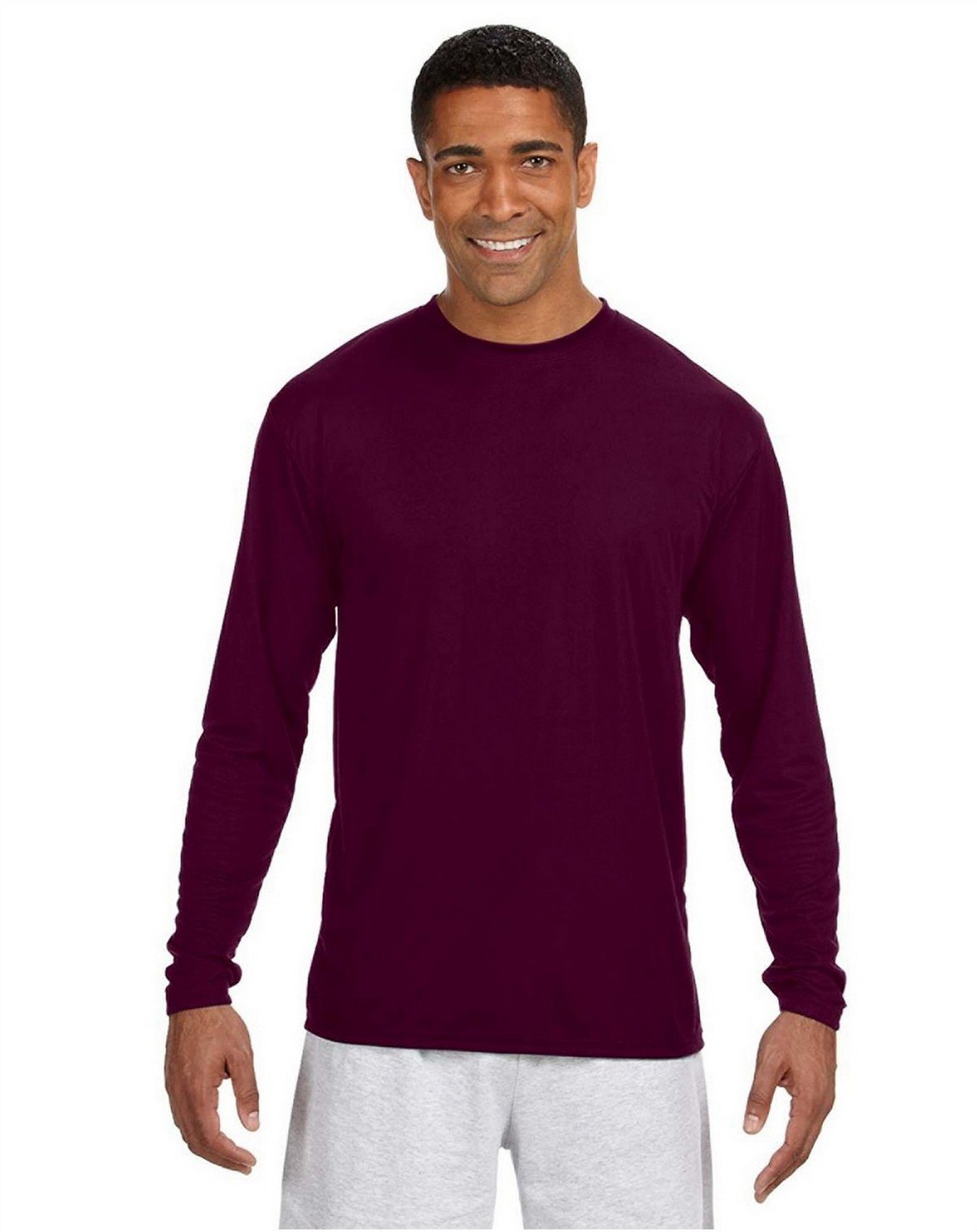 A4 N3165 Adult Cooling Performance Long Sleeve Tee Maroon Medium