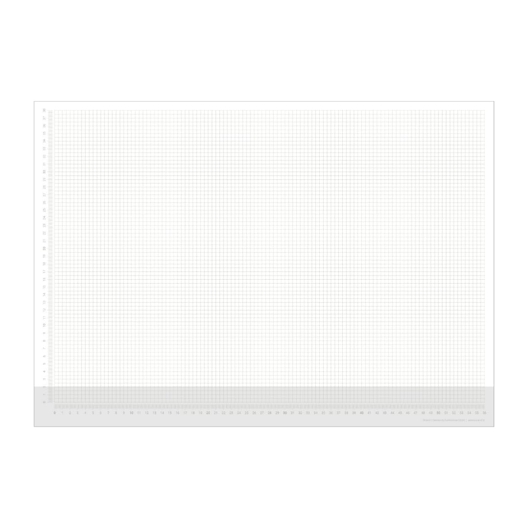 Karierte Papier-Schreibtischunterlage | DIN A2 | seitlich abgedrucktes Lineal | 30 Blatt zum Abreißen | mathematisches Papier karierter Block | zum Beschreiben und Skizzieren (DIN A2 mit Schutzleiste)