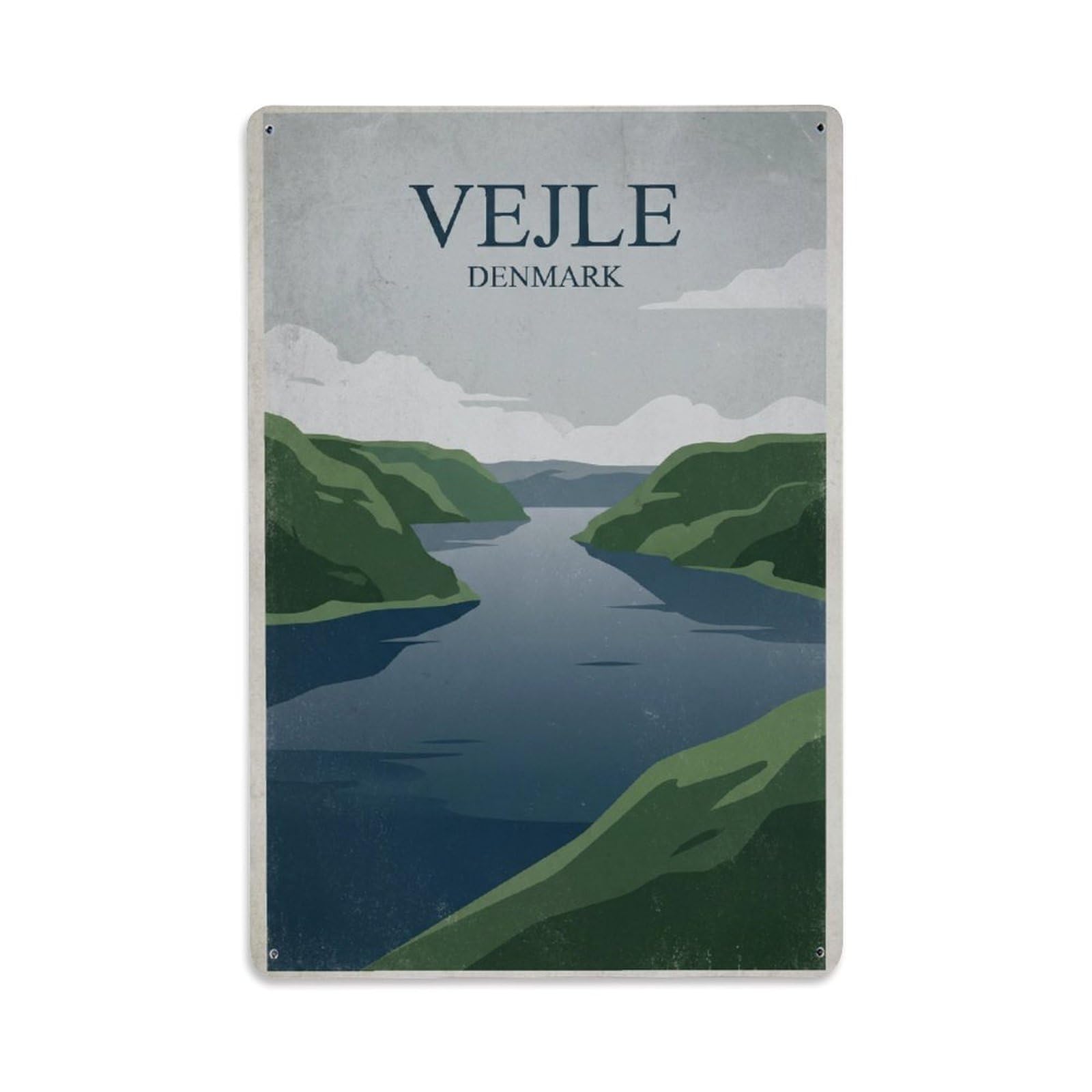 Denmark Vejle Travel Metal Tin Sign Plaque Wall Decor for Cafe, Club Bar, Office, Garden Metal Poster 8x12Inch
