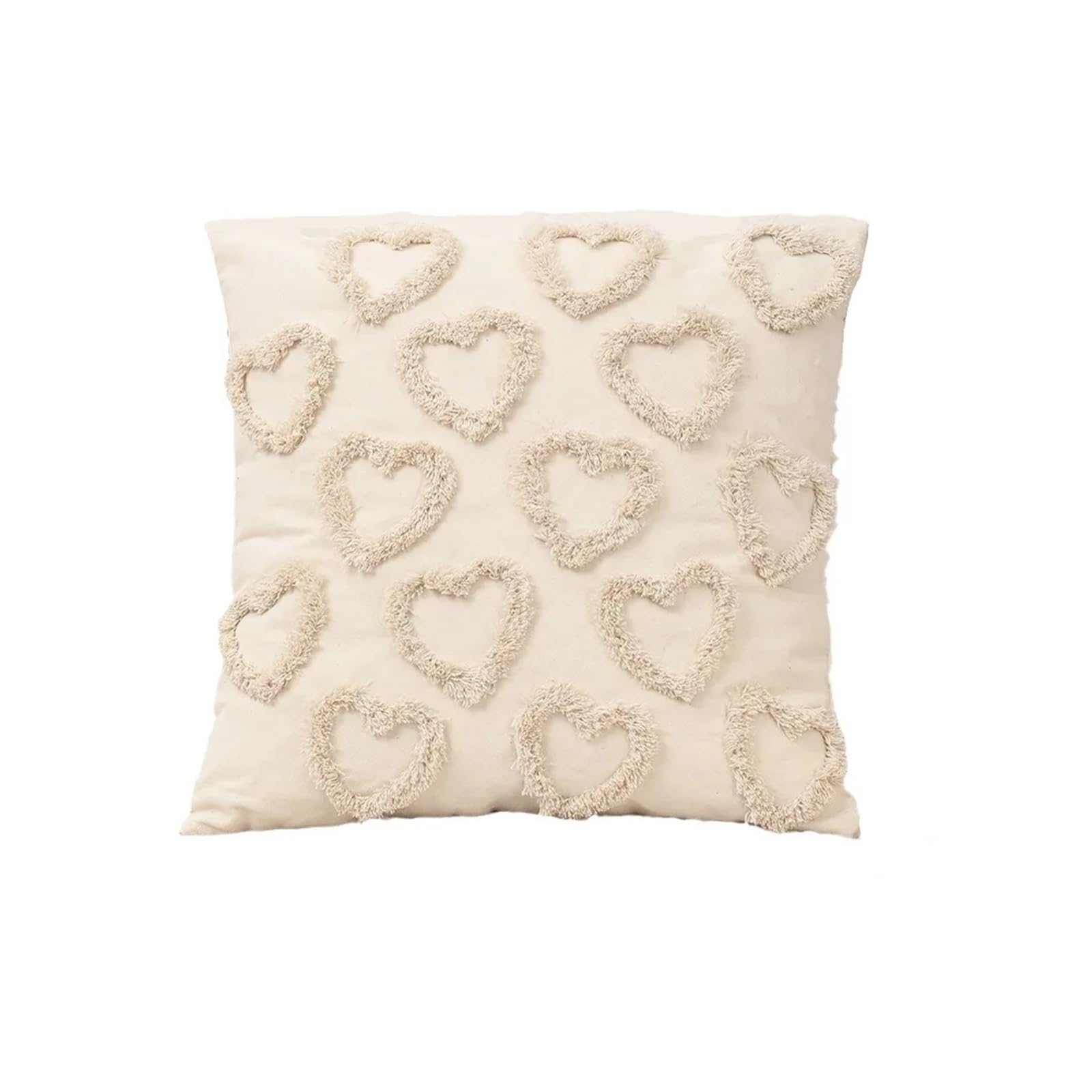 Heart Pillowcase Romantic Pillow Cover Hollow Cushion Case Tufted Loop Sofa Decor Love Bedroom Accent(Color02)