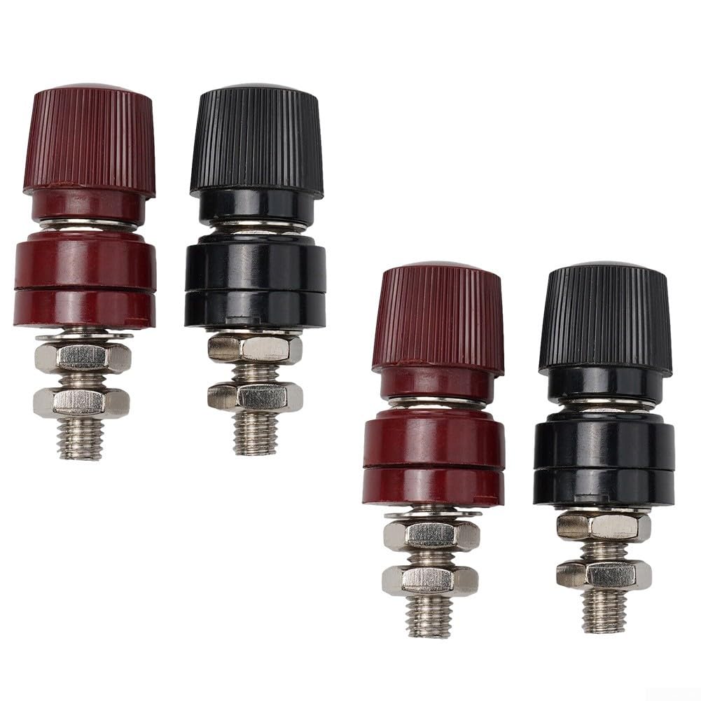 4 connettori maschio a vite 8 mm terminali in ottone isolati per batteria rosso + nero