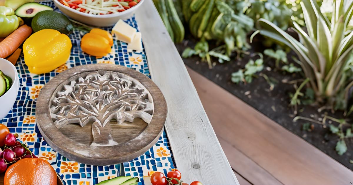 Global Village Bazaar Trivet En Bois Faite à La Main Pour Plats Chauds